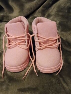 A209 Kids Pink Lace-Up Booties - Soft Pink Toddler Shoes
